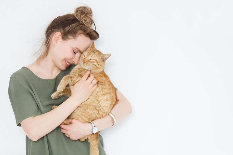 Happy Woman With Cat